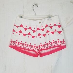 J crew white pink printed chino shorts